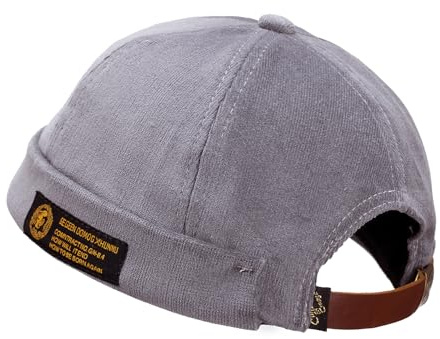 CLAPE Berretto da Portuale da Uomo Corduroy Docker cap Docker da Motociclista Cappello Senza Visiera Berretto da Scaricatore Gray CT06