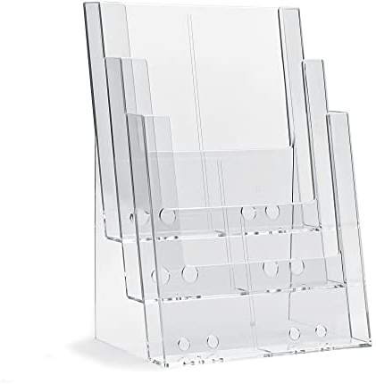 Taymar Soporte para folletos de mesa como soporte para folletos y folletos opcional, para 3 compartimentos DIN A4 o 6 x DIN largo DL (triple), soporte para folletos, soporte para folletos, incluye