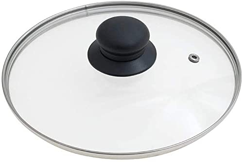 Vetrineinrete® Coperchio in Vetro temperato per pentole padelle con Foro Vapore 16 18 20 24 26 28 30 32 cm Bordo Acciaio (Ø32) P29