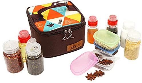 MKNZOME Botes Especias, Juego de 10 Frascos Especiarias Tarros Especias Salero De Cocina Con Bolsa De Almacenamiento Para Acampar Al Aire Libre y Barbacoa