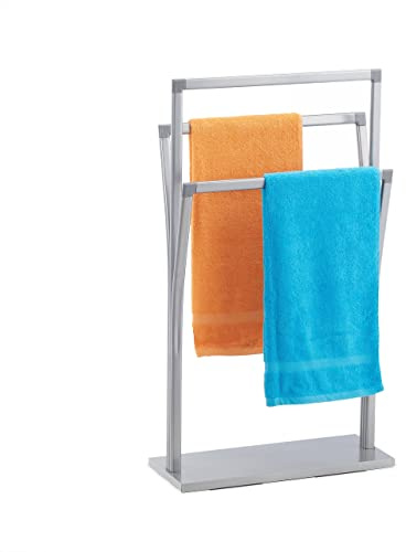 Relaxdays Porta Asciugamani a 3 Bracci, Supporto Porta Salviette, Bagno, HLP: 86,5 x 50 x 20 cm, per Bagno, Argento