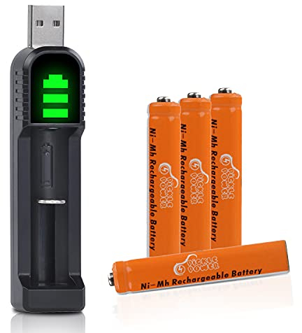 AAAA Batterien, Pickle Power 4 Stück 500mAh NI-MH AAAA Auku Wiederaufladbar für Surface Pen/Touchscreen Pen/Google pixebook Pen/Mäuse und USB Ladegerät für AA AAA AAAA Akku