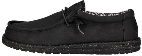 HEYDUDE Wally Canvas - Chaussures pour Hommes - Baskets avec Semelles Confortables - Style Mocassin, Black/Black, 44