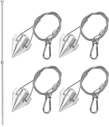Earth Anchors 31 Set of 4 with Installation Rod - Storage Shed Anchor Kit - Heavy Duty Ground Anchors for High Winds - Swing Set & Mobile Home Anchors