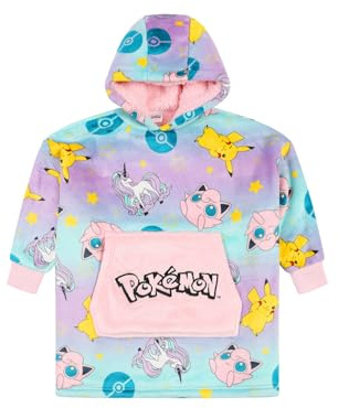 Sweat-Shirt Pokémon Fille en Polaire Rose AOP Entièrement Doublé en Polaire de Luxe Hoodie Pikachu pour Enfants, rose, 3-7 ans