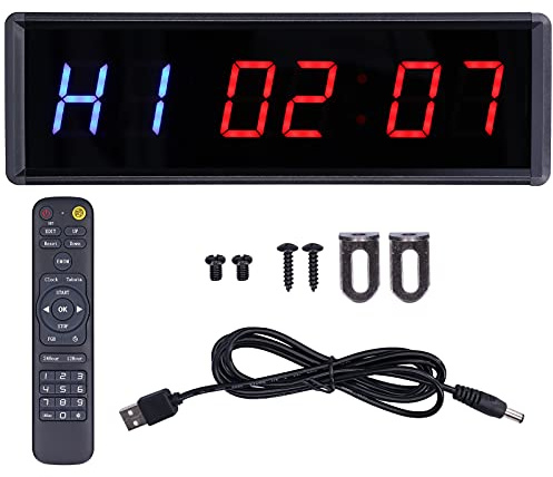 Temporizador de Intervalos de 1,5 Pulgadas LED H1 H2 Control Remoto, Temporizador de Gimnasio Tabata FGB, Fácil Configuración, Montado en la Pared, para el Hogar, la Oficina del