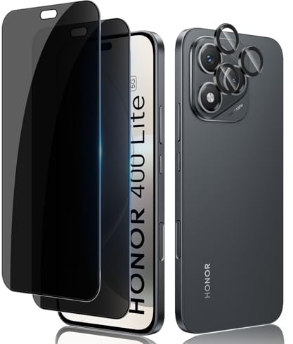 Lutree per Honor 400 Lite 5G Privacy Vetro Temperato, 2+1 Pezzi Pellicola Protettiva + Pellicola Fotocamera Lenti, Durezza 9H Anti-Graffio Anti-Spy Senza Bolle Protezione Schermo