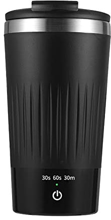 Tasse à café 300 ml avec couvercle à 3 vitesses, mélangeur magnétique automatique, tasse à café électrique en acier inoxydable auto-mélangeant pour café, lait, cacao, chocolat chaud
