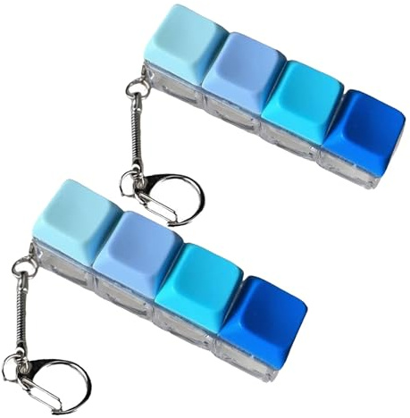 DAJING 2PCS Keyboard Fidget Toy, 4 Keys Decompression Toys, Finger Keyboard Caps, Stress Relief and Focus Enhancer for Adults and Kids