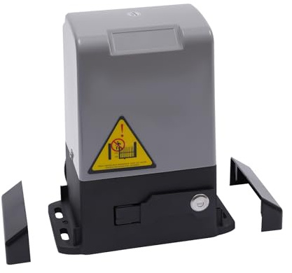 Fyssnn Accionamiento de puerta corredera de 370 W hasta 600 kg, abridor de puerta de garaje con mando a distancia, sensor de seguridad y aprendizaje automático de posición, abridor de puerta corredera