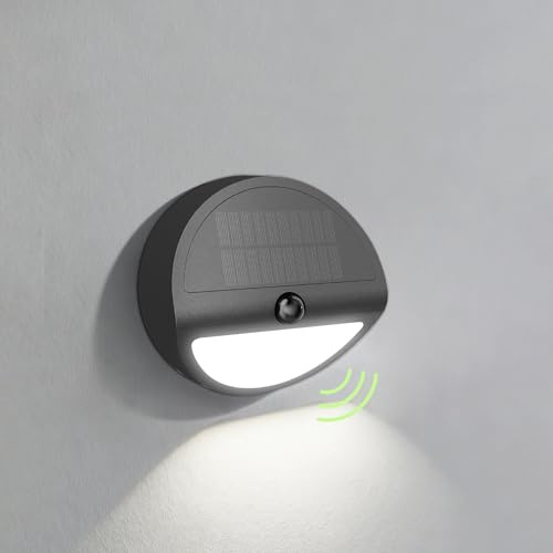 auralab Outdoor Solar Lights with Motion Sensor, Replaceable1500 mAh Battery Solar Pir Lights, Dusk Till Dawn Waterproof Solar Wall Light for Front Door, Porch, Garage, Garden, Black