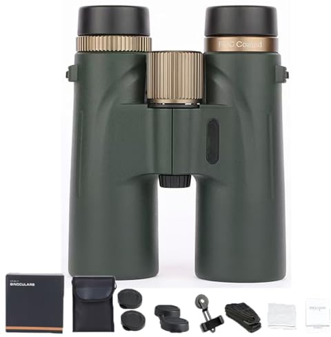 Prismáticos HD 12 x 42, de alto rendimiento, antiniebla y resistentes al agua, con visión nocturna en condiciones de poca luz, perfectos para observación de aves, viajes, observación de estrellas