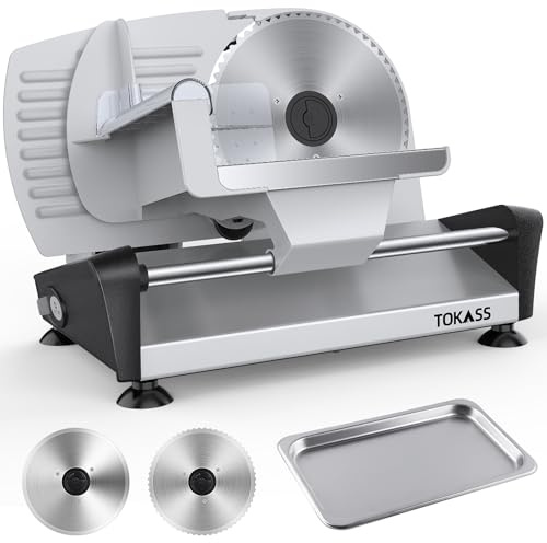 Geräuschlos,DC-Motor Elektrische Allesschneider Mit Leisem, 200W Brotschneidemaschine, Duale 19CM Edelstahlklingen, 0-15mm Einstellbare Schnittstärke, Ideal Für Fleisch, Käse, Brot Und Gemüse