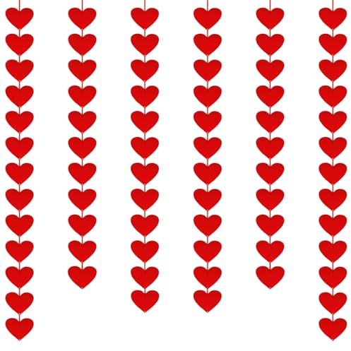 72 Pezzi Ghirlanda Cuore Decorazione San Valentino, Decorazioni Pendenti Cuore, Ghirlanda Pendente Rossa in Glitter per Compleanno Matrimonio Fidanzamento Anniversario