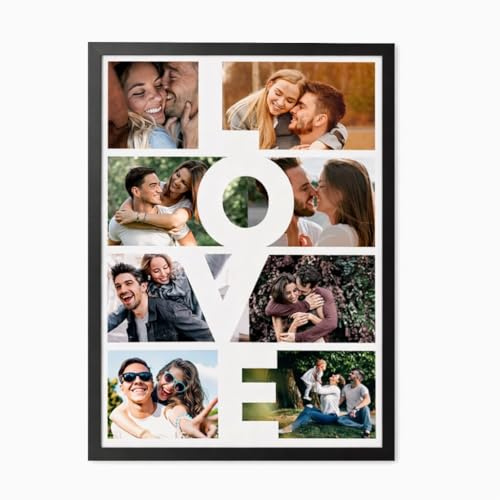 Regalisimos Lámina Personalizada LOVE con Marco Fotografías Regalo San Valentín Pareja Novio Novia Aniversario Cumpleaños (Marco Negro)