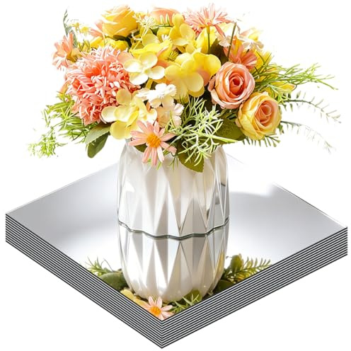 12 Specchi quadrati per decorazioni da tavolo, specchi acrilici senza vetro, piatto candela, specchio quadrato da parete, piastrelle a specchio per decorazioni da tavolo, decorazioni per matrimoni e