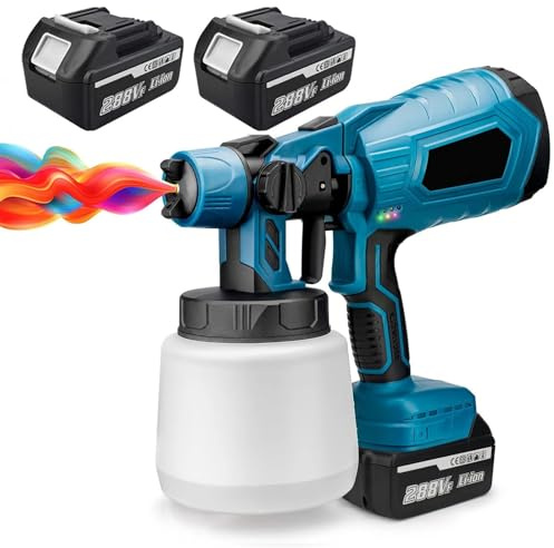 Spruzzatore elettrico senza fili, 1000 ml, con 2 batterie e caricabatterie, per interni ed esterni, armadi, recinzioni, soffitti e pareti