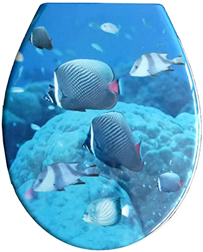 Duroplast WC Sitz Klobrille Modell Fische mit Absenkautomatik, zur Reinigung abnehmbar, 59841