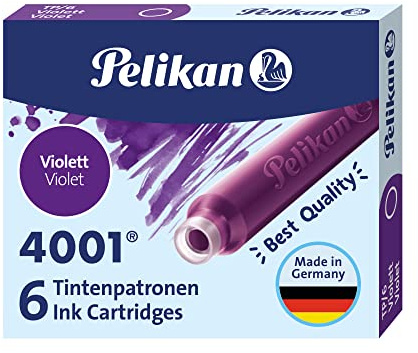 Pelikan - Set Cartucce per Stilografiche Inchiostro 4001 Refill TP6, Confezione Risparmio 60 Unità, 10 Scatole da 6 Cartucce, Viola