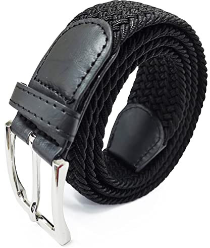 Glamexx24 Unisex Elastischer Stoffgürtel Geflochtener Stretchgürtel Dehnbarer Gürtel für Damen und Herren, Schwarz, 135cm
