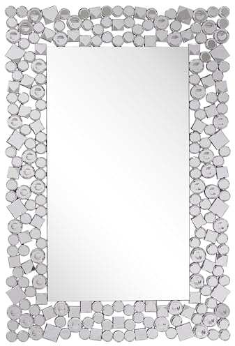 Beliani Moderner Wandspiegel mit Rahmen in Silber rechteckig 60x90 cm Mernel