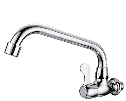 Modern Kitchen Sink Tap Wall Mounted Swivel Spout Cold Water Faucet Single Handle Brass Taps