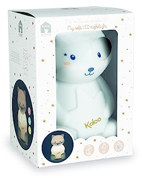 Kaloo - Home - Dreifarbiges flexibles LED-Nachtlicht 15 cm - Léon Raccoon - Touch-Silikon - USB-Aufladung - 6h Autonomie, K970021
