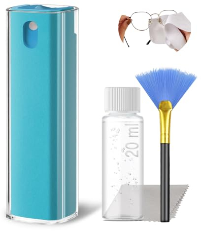 JiaTeums Handy Reiniger Spray - Bildschirm Reinigung für Laptop, Tablet, Smartphone, LCD/TFT, LED, OLED, Monitore 20ml + 20ml Nachfüllung (HellBlau)
