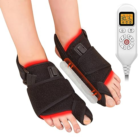 JOBYNA 2PCS Infrarottherapie & Rotlichttherapie für Daumen des Fußes, 660nm & 850nm LED Rotlicht Infrarottherapie Bunion Korrektor, Rotlichtlampe Infrarotlampe mit Timer lindert Fußknochenschmerzen