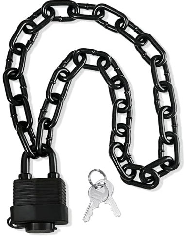 Heavy Duty Weather-Resistant Padlock with Chain, Anti-Theft Advanced Hardened Security Chain Lock for Fences, Backyard Gates, Motorcycles, Bicycles, Outdoor Furniture (Lock+Chain)