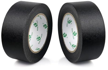 BOMEI PACK 2 rollos Cinta de pintor 48mm x 50m - Cinta adhesiva decorativa negra Cinta de pintor de uso general