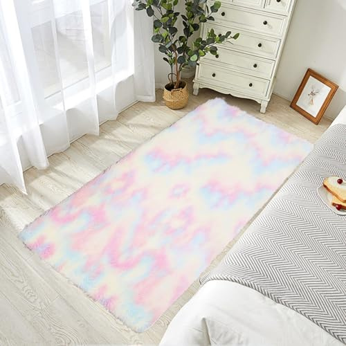 STGAO Alfombra Mullida 100 x 110 cm Lavable Antideslizante Alfombra de Cama Sostenible para Comedor, Dormitorio, Pasillo y Habitación Juvenil, Siete Colores