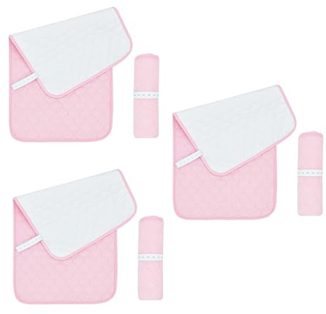 Set di 3 pannolini impermeabili riutilizzabili per fasciatoio per neonati in fibra di bambù arrotolabile portatile 14 X 27 (rosa)