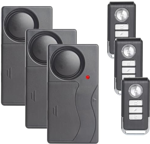 Mengshen 3 Pack Anti-Diebstahl Vibrationsalarm 110dB Laut Empfindlichkeit Einstellbare Motion Sensor Einbrecher Sicherheitssystem für Tür Fenster Fahrrad Motorrad Motor Home