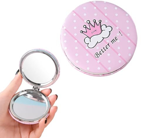 Specchietto da Borsetta,Specchio Portatile,Specchio pieghevole Portatile SpecchioTrucco Specchio Compatto Specchio da Viaggio Ideale per Casa e Viaggi(E)