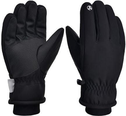 LIbgiubhy Snowboard-Handschuhe, Größe M/L/XL, für Touchscreens bieten Wärme und Schutz, wasserabweisend, für Damen und Herren, Schwarz