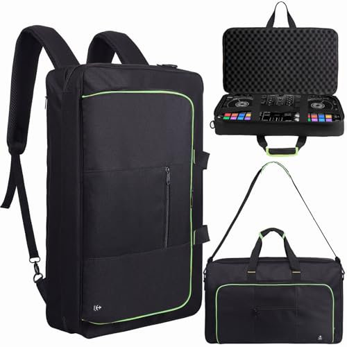 Timoxi DJ-Controller-Tasche für DDJ-FLX4/200//400/SR2/REV1 Numark Party Mix 2/FX mit dicker EVA-Polsterung, verstellbarem Schultergurt, passend für Laptops bis zu 39,6 cm (15,6 Zoll) (Hellgrün, 57,1 x