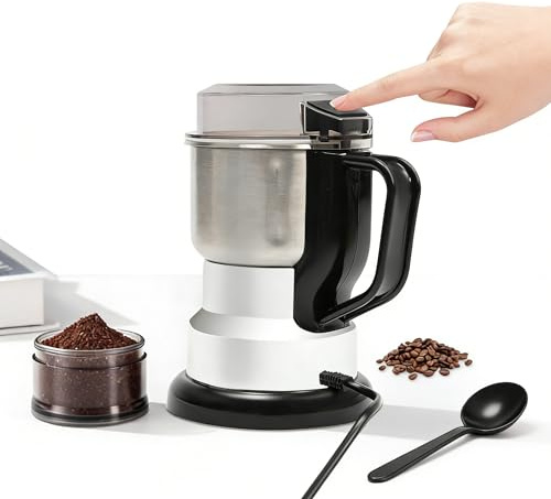 awolsrgiop Macinaspezie elettrico, 300 W, 500 ml, macinacaffè elettrico, multifunzionale, ultra sottile, con pennello e cucchiaio per chicchi di caffè, noci