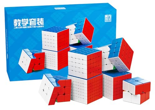 Moyu Meilong 2x2 3x3 4x4 5x5 6x6 7x7 Educational Cube Set moyu Cube Stickerless Speed Cubes Bundle Gift for Children Adults 6 Pack