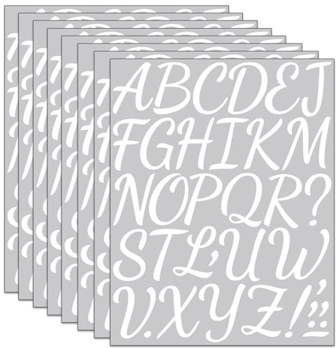Bokstavsark med 8 ark med bokstäver, stora format (5 cm), vinylklistermärken, vattentäta brevlådor för brevlåda, scrapbooking, adressnummer, gör-det-själv (vit)