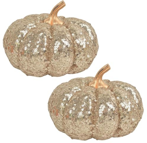 Generisk paljettpumpa dekorativa ornament – Thanksgiving simulering pumpor | Konstgjort glitter guld imitation pumpafrön bord hjärta | höst heminredning för Thanksgiving Halloween