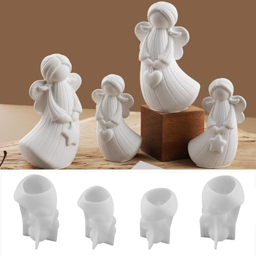 Stampi in silicone per uova di Pasqua, 4 stampi 3D in silicone a forma di angelo, stampo in silicone per uova di Pasqua, gesso per la fusione, stampo in silicone per uova di Pasqua, stampo in silicone