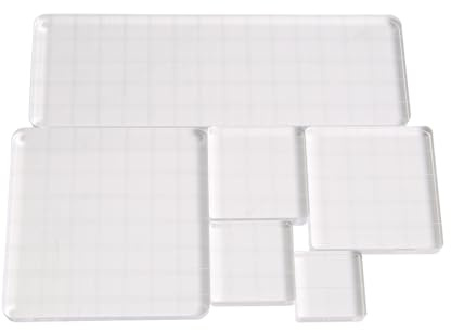Ujjdwiurgh 6 stycken stämpelblock akryl genomskinliga stämplingsblock verktyg med rutnätslinjer för scrapbooking hantverk tillverkning