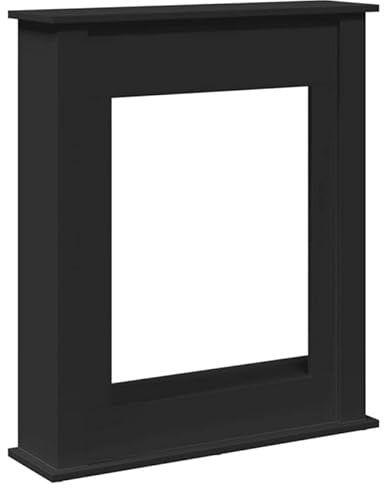 Kaminkant svart 75 x 20 x 87,5 cm av trämaterial – hållbar och stilfull inramning för eldstäder och vedspisar – perfekt för vardagsrum och hushåll