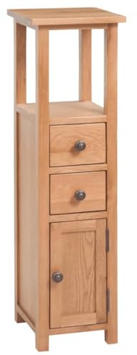 Teenpull Armoire d'angle - 26 x 26 x 94 cm - En chêne massif - Design haut avec 2 tiroirs, 1 compartiment de porte - Espace de rangement polyvalent pour salon, couloir, bureau