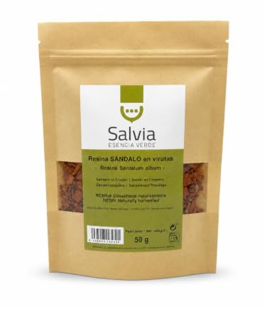 SALVIA | Naturliga sandelträspån 50 g | Fragment av sandelträ | För rökelsetillverkning | Aromaterapi | Meditation | Yoga | Avslappning | Rökelseblandningar | Naturlig doft