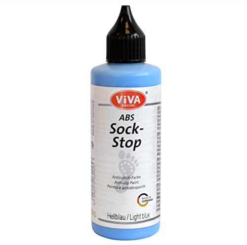 Viva Decor ABS Sock Stop 82 ml - Hellblau - Flüssige Anti-Rutsch-Beschichtung für Socken, vielseitig einsetzbar auf Wolle, Filz, Teppichen und Textilien - Sock Stopper Flüssig für sicheren Halt