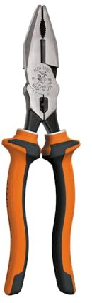 Klein Tools 12098EINS Alicates combinados aislados con aislamiento de 3 partes certificado VDE, troquel de crimpado y agarre de tubo dentado
