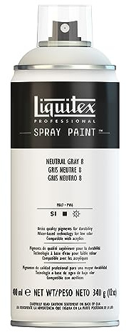 Liquitex 4458599 Professional Acryl Spraydose 400ml – Neutralgrau Nr. 8 – Lichtecht, frostbeständig, mattes Finish, für Innen- & Außenbereich