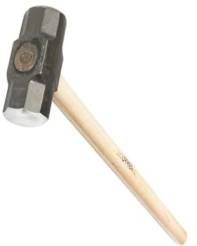 URREA Sledge Hammer - 12-Pound Steel Head Drilling Hammer with Forged Striking Head & Hickory Wood Handle - 1439G